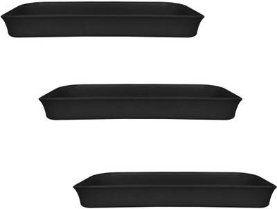 TrustBasket UV Treated Rectangular Bottom Tray 12 inch - Black Color - Set of 3 Plant Container Set(Pack of 3, Plastic)