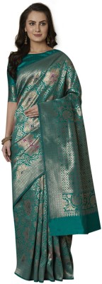 Ratnavati Embellished, Woven Banarasi Silk Blend Saree(Light Green)