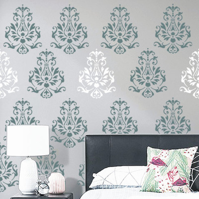 Arhat DAMASK E-484 GLOSSY PVC Stencil(Pack of 1, DESIGNER MOTIFF)