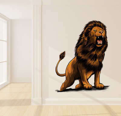 Wallzone 80 cm Lion Removable Sticker(Pack of 1)