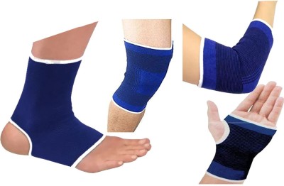 Planetoid Elasticized Fabric Palm, Ankle, Knee, Elbow Support Combo Pack - Set of 8 Piece Hand Support