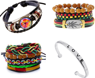 FASHION FOR SURE Leather Bracelet Set(Pack of 4)