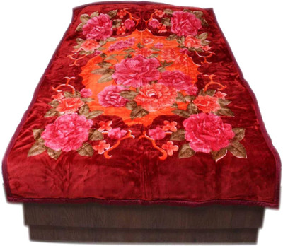 Oshano Floral Double Mink Blanket for  Heavy Winter(Polyester, Multicolor)