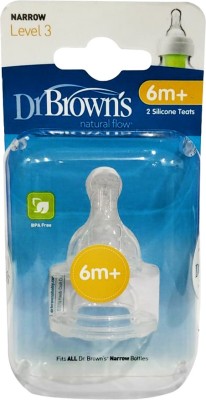 Dr. Brown's Level 3 Silicone Narrow Nipple, 2-Pack Medium Flow Nipple(Pack of 1 Nipple)