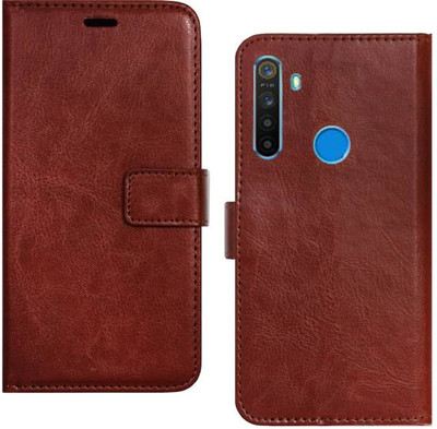 Spicesun Flip Cover for Realme 5, Realme 5s, Realme 5i(Brown, Shock Proof)