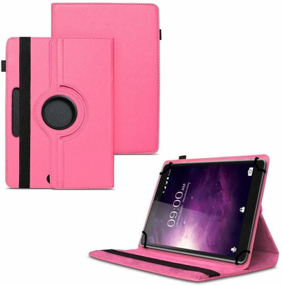 TGK Flip Cover for Lava Magnum X1 Tablet (6.98 inch) / Rotating Leather Stand Case(Pink, Cases with Holder)