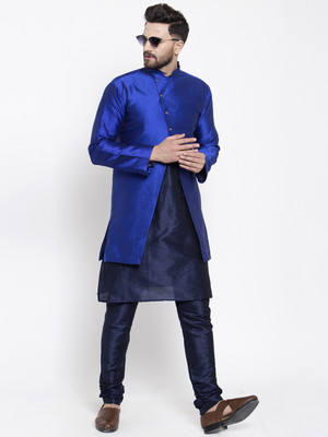 SAIFOO Men Kurta Pyjama Ethnic Jacket Set