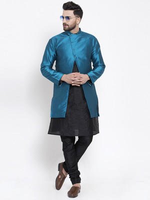 SAIFOO Men Kurta Pyjama Ethnic Jacket Set