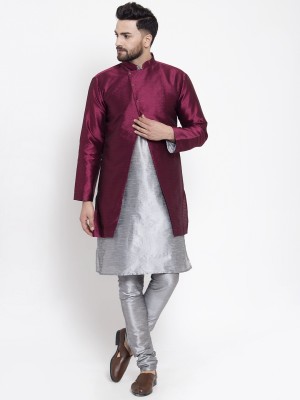 SAIFOO Men Kurta Pyjama Ethnic Jacket Set