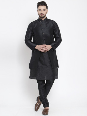 SAIFOO Men Kurta Pyjama Ethnic Jacket Set