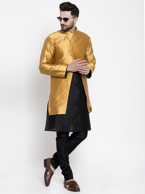 SAIFOO Men Kurta Pyjama Ethnic Jacket Set