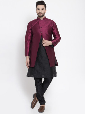 SAIFOO Men Kurta Pyjama Ethnic Jacket Set