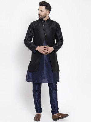 SAIFOO Men Kurta Pyjama Ethnic Jacket Set