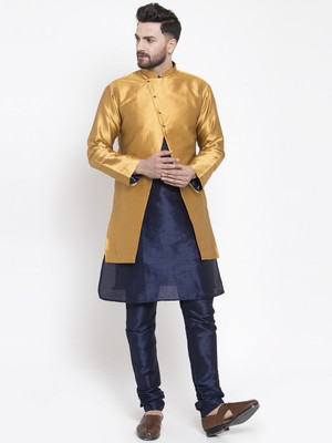 SAIFOO Men Kurta Pyjama Ethnic Jacket Set