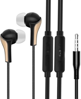Meyaar Universal Headphone with Ergonomic Comfort and High Bass Wired Headset(Black Gold, In the Ear)