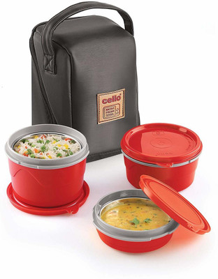 cello Fresh Micro 3 LUNCH BOX WITH INNER STEEL 3 Containers Lunch Box(300 ml)