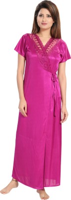 Reposey Women Nighty with Robe(Pink)