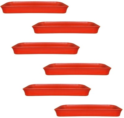 TrustBasket UV Treated 15.3 inch Rectangular Bottom Tray(Plate/Saucer) Suitable for 16 inch Rectangular Plastic Pot - Terracotta Color - Set of 6 Plant Container Set(Pack of 6, Plastic)