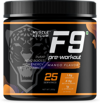 Muscle Asylum F9 Pre-Workout - 25 Servings BCAA(200 g, Mango)