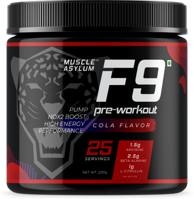 Muscle Asylum F9 Pre-Workout - 25 Servings BCAA(200 g, Cola)