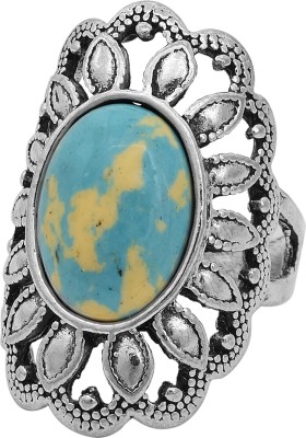 MissMister Brass, Faux Imitation Firoza Turquoise Fashion finger ring Women Stylish Brass Pearl Silver Plated Ring