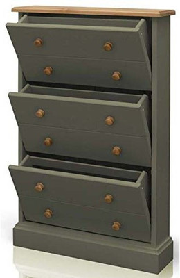 APRODZ Solid Wood Shoe Stand(Gray, 3 Shelves, Pre-assembled)