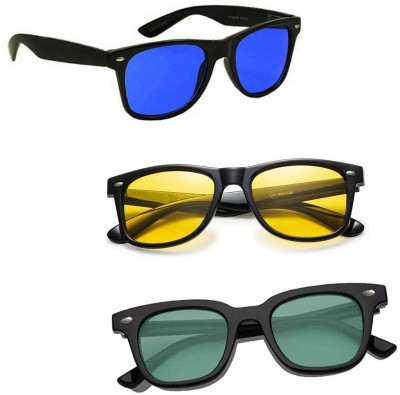 Elligator Wayfarer Sunglasses(For Men & Women, Green, Yellow, Blue)
