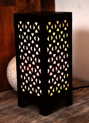 Gojeeva Wooden LED Table Lamp With Creative Design,Suitable for Bedside Table Lamp(25.5 cm, Brown)