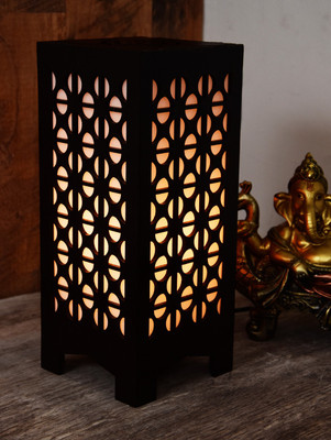 Gojeeva Goj_Wooden Table Lamp Brown18 Table Lamp(25.5 cm, Brown)