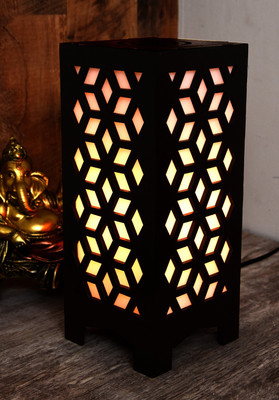 Gojeeva Goj_Wooden Table Lamp Brown3 Table Lamp(25.5 cm, Brown)
