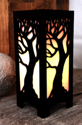 Gojeeva Wooden LED Table Lamp With Creative Design,Suitable for Bedside, Table Lamp(25.5 cm, Brown)