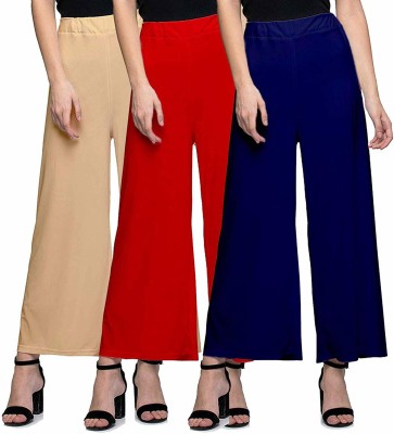 Swastik Stuffs Relaxed Women Dark Blue, Red, Beige Trousers