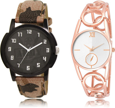 CIGATI GRACEFUL LOOKS WHITE ANALOGUE DIAL WITH ROSE GOLD FANCY STRAP COMBO WATCHES FOR MEN & WOMEN 03_213 MOST STYLISH DESIGNER COMBO WATCHES FOR FESTIVAL_PARTY_DIWALI_HOLI_GIFT SPECIAL WATCHES FOR GIRLS & BOYS Analog Watch - For Couple