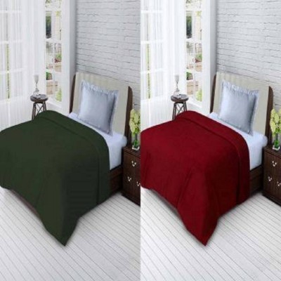 New panipat textile zone Self Design Double Fleece Blanket for  AC Room(Woollen Blend, green:red)