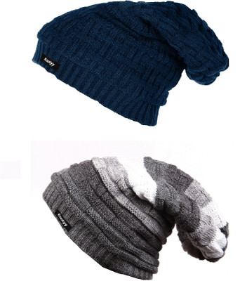 Knotyy Striped Beanie Cap(Pack of 2)