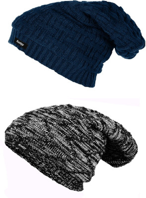 Knotyy Solid Beanie Cap(Pack of 2)