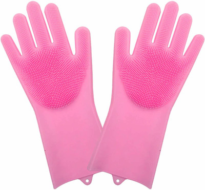 even SILICON CLEANING GLOVE ONE PAIR Wet and Dry Glove(Free Size)