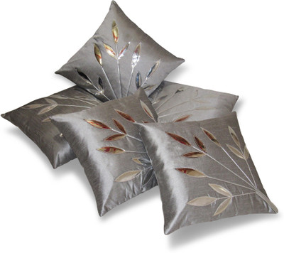 Cushify Dupion Silk Cushions Cover(Pack of 5, 30 cm*30 cm, Silver)