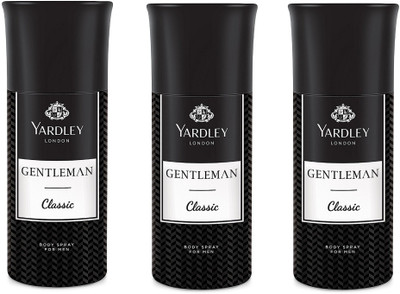Yardley London Men Gentleman Classic 150ML Each (Pack of 3) Body Spray  -  For Men(450 ml, Pack of 3)
