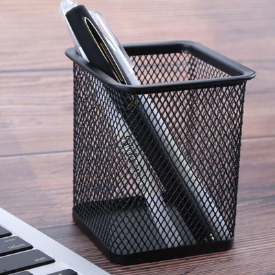 Kundi 1 Compartments Iron Pen Stand(Black)