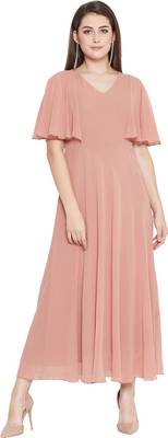 HELLO DESIGN Women Maxi Beige Dress