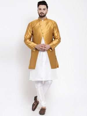 SAIFOO Men Kurta Pyjama Ethnic Jacket Set