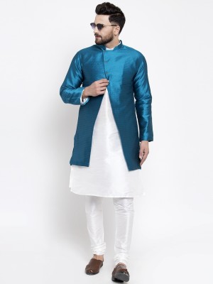 SAIFOO Men Kurta Pyjama Ethnic Jacket Set