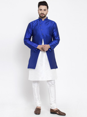 SAIFOO Men Kurta Pyjama Ethnic Jacket Set