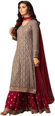 Bhumik Enterprise Georgette Embroidered Kurta & Sharara Fabric
