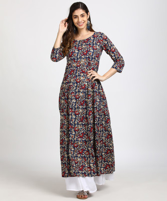 Vishudh Women Printed Flared Kurta(Multicolor)