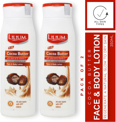 LILIUM Herbal Cocoa Butter Face & Body Lotion 350ml Pack of 2(350 ml)