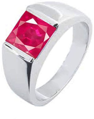 PTM Natural Certified Ruby (Manik) 9.25 Ratti or 8.5 Carat for Male & Female 92.5 Sterling Silver Sterling Silver Ring
