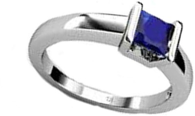 PTM Certified Blue Sapphire (Neelam) Square 7.25 Ratti or 6.6 Carat for Male & Female 92.5 Sterling Silver Sterling Silver Ring