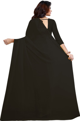 RK Fashions Solid/Plain Bollywood Georgette Saree(Black)